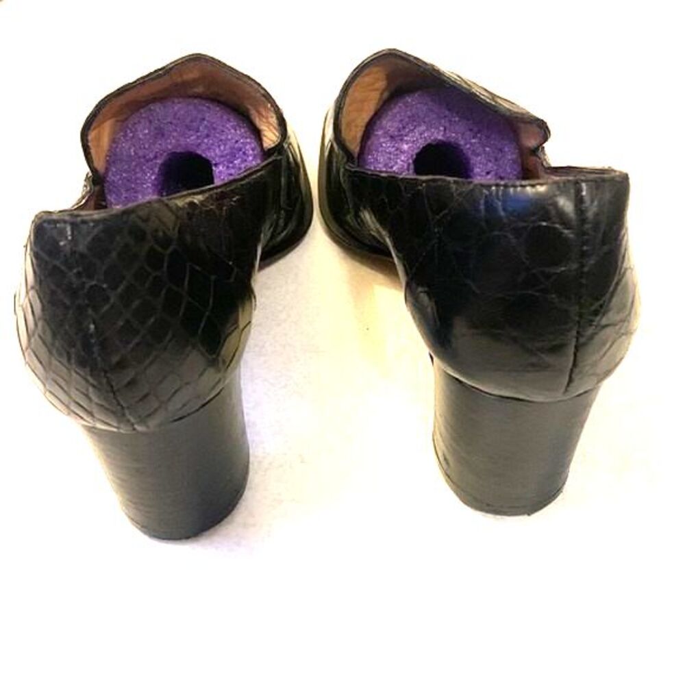 Women's Black Alligator Pumps Made in Italy Old Money Luxury Vintage Mauri Luxe - Picture 12 of 15